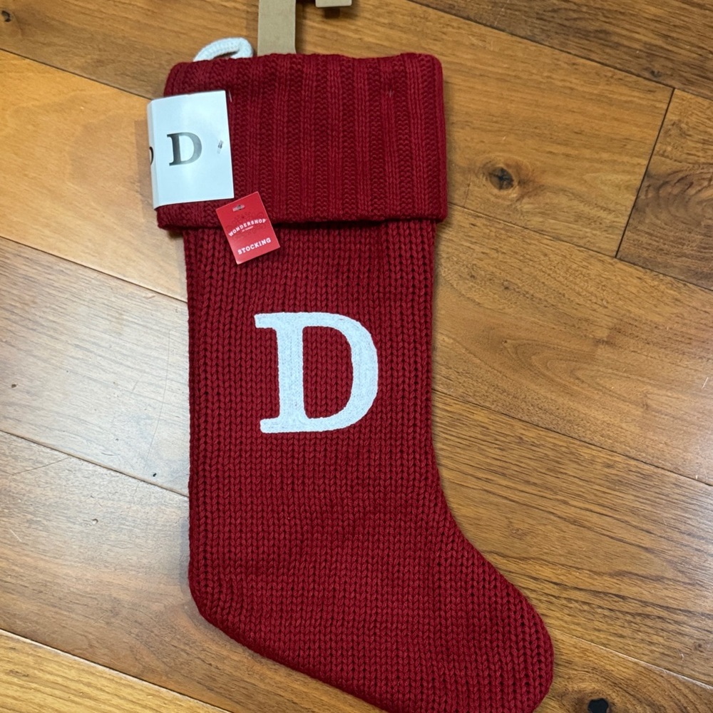 Wondershop Monogrammed Red Knit Stocking